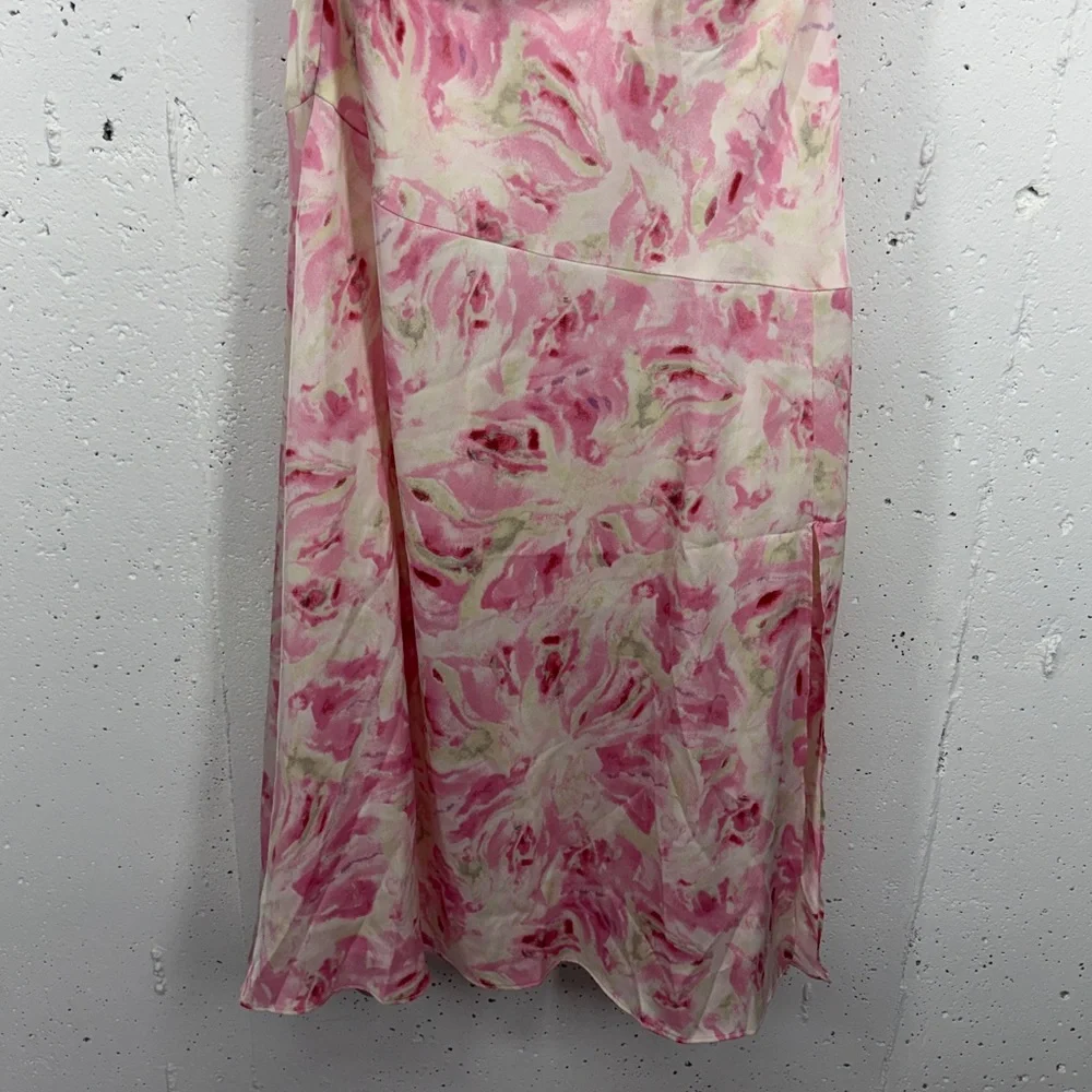 ASTR Women’s XL Pink Watercolor Asymmetric Shoulder Strap Midi Dress NEW - Picture 6 of 13